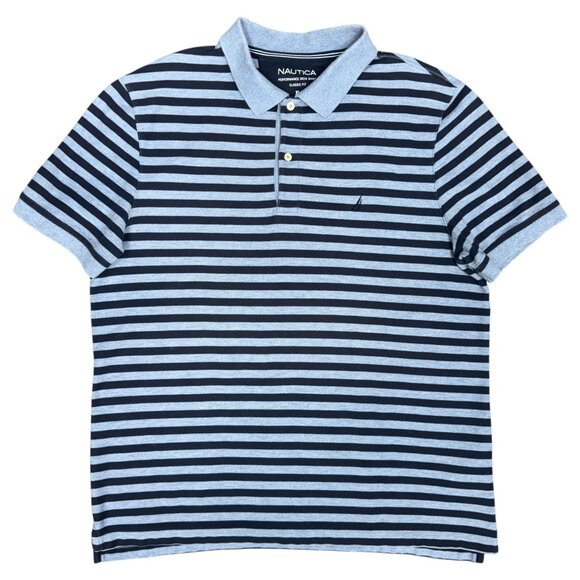 EUC Men's NAUTICA‎ Performance Deck Shirt Polo Blue Stripe | Size XL - Picture 1 of 9